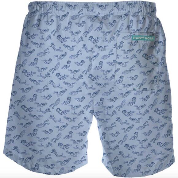 Happy Hour Scuba Diver Blue Swim Short Trunk Men's Size L - Picture 7 of 7